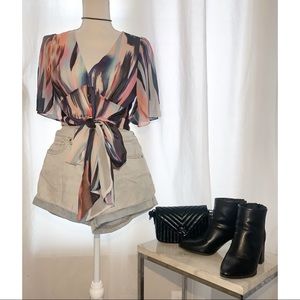 Bebe front tied colorful blouse